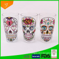 High Quality V-shape Glass Mug,16OZ Glass Mug With Skull Design